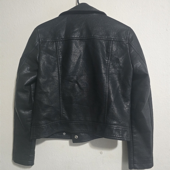 Topshop Black Leather Biker Jacket - Picture 7 of 11